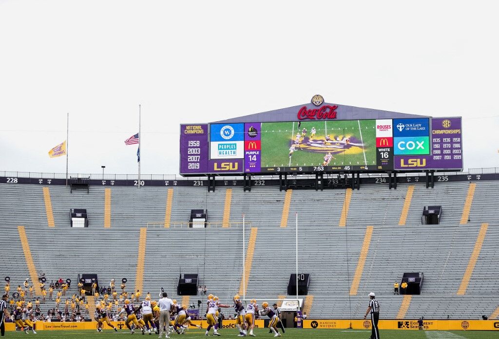General view of the LSU Tigers spring game at Tiger Stadium.