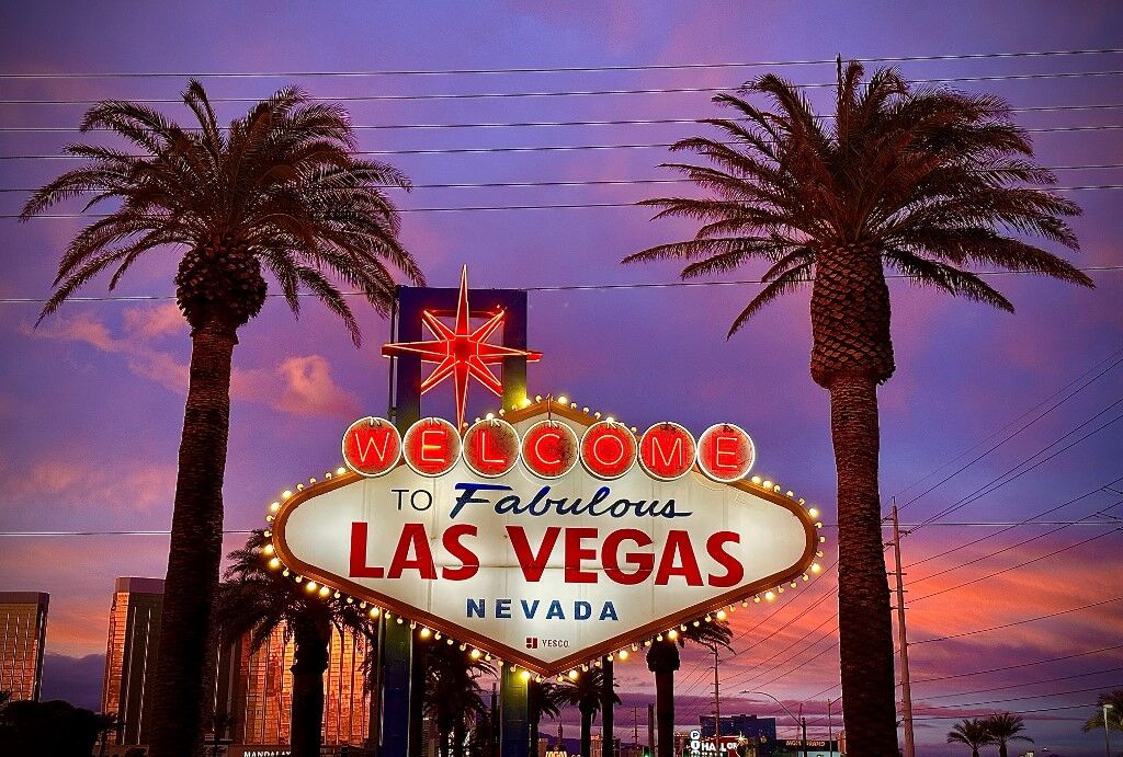 A general view of the Welcome to Las Vegas sign during previews ahead of the F1 Grand Prix of Las Vegas at Las Vegas Strip Circuit on November 18, 2025 in Las Vegas, Nevada.